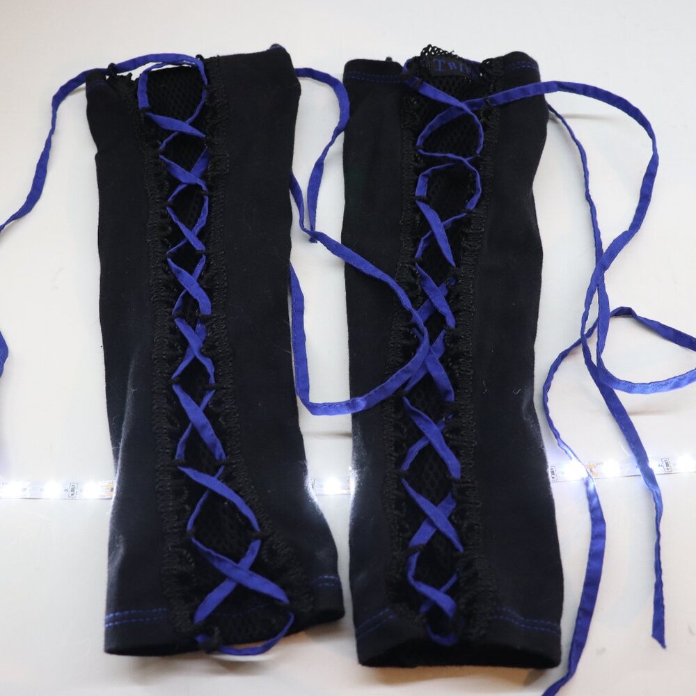 Tripp NYC blue Vintage Fingerless gloves Gothic Lolita lace Emo arm warmers y2k